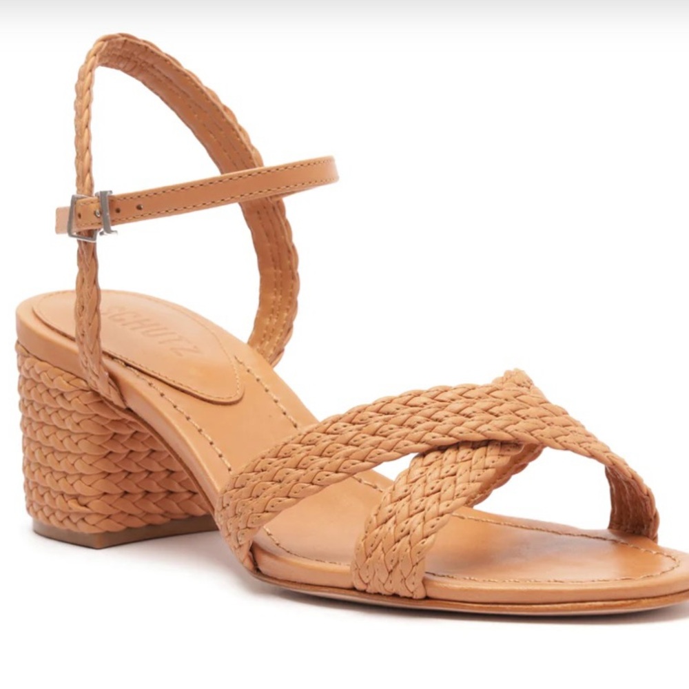 NWT SCHUTZ Karima Block Sandal size 10 in Honey Peach Brown